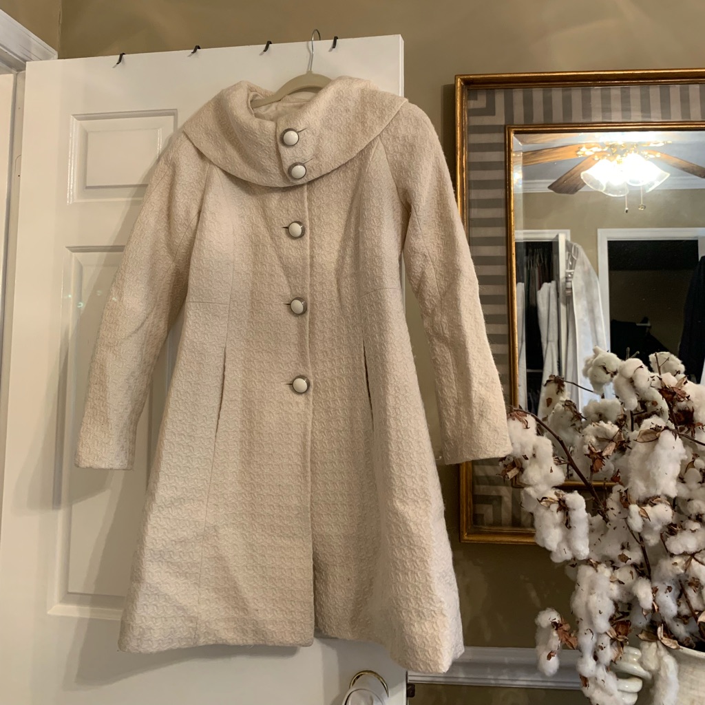 Trina Turk Cream Basketweave Jackie Kennedy Coat